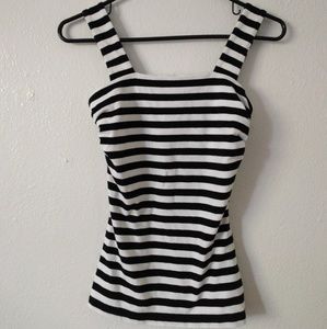 Express Sexy Ruched Tank Top Black & White Stripes